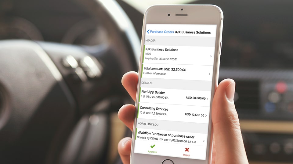 Purchase order approval or rejection with OneList on the go