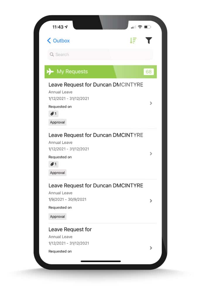 Outbox in OneList OneList on Mobile