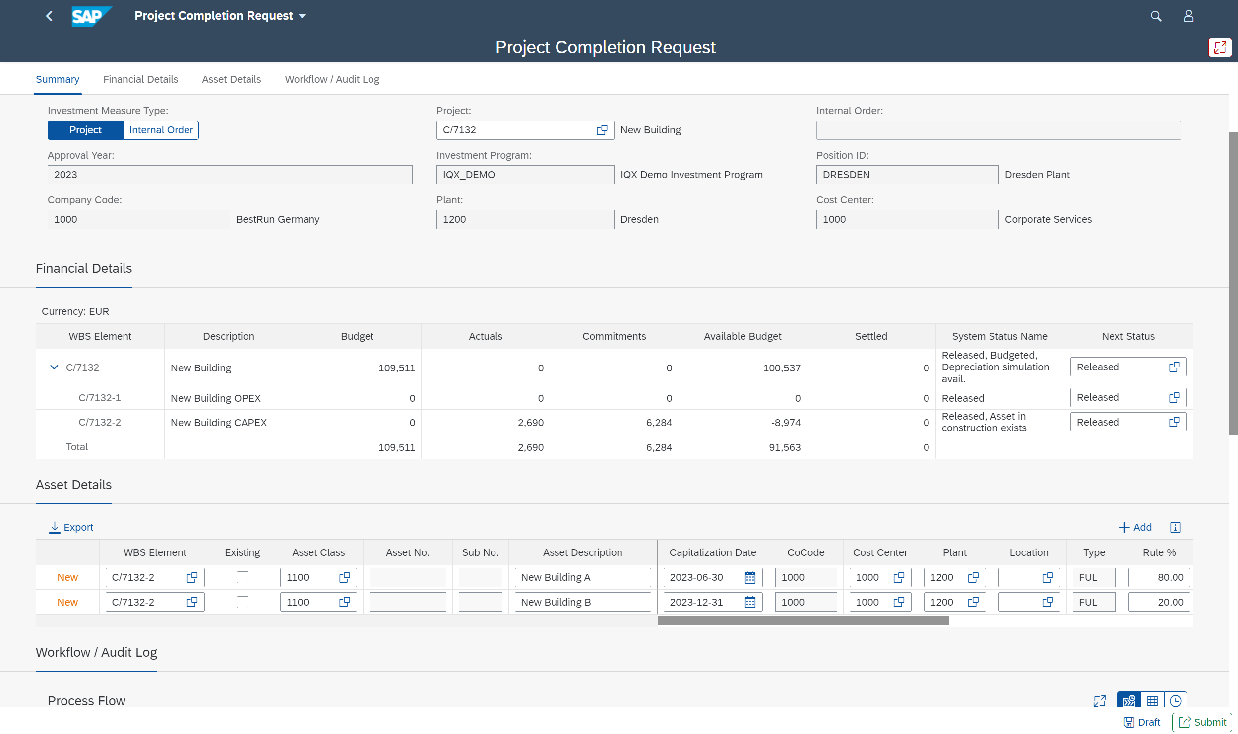 Screenshot of Fixed Asset Creation SAP Fiori App for Fixed Asset Management