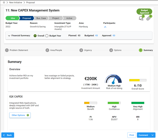 Screenshot of Demand Management in Stratex Online SAP Project Portfolio Management 
