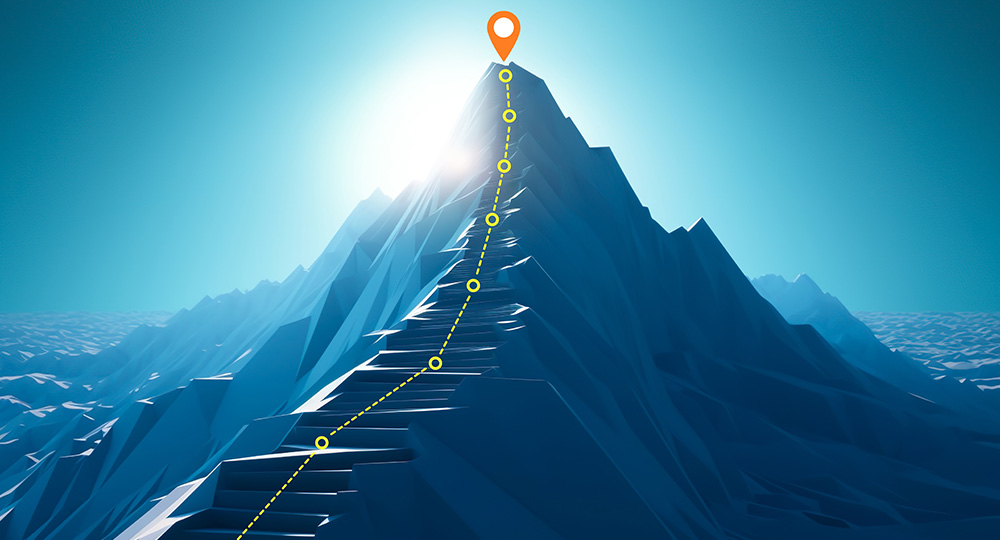 Mountain with check points to depict SAP Project Milestones